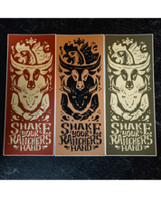 The Regenaissance Sticker Pack from Sticker Mule features three rectangular vinyl stickers with a stylized goat skull above “SHAKE YOUR RANCHER’S HAND.” Each design highlights real food and regenerative agriculture in earthy tones on a dark textured background.