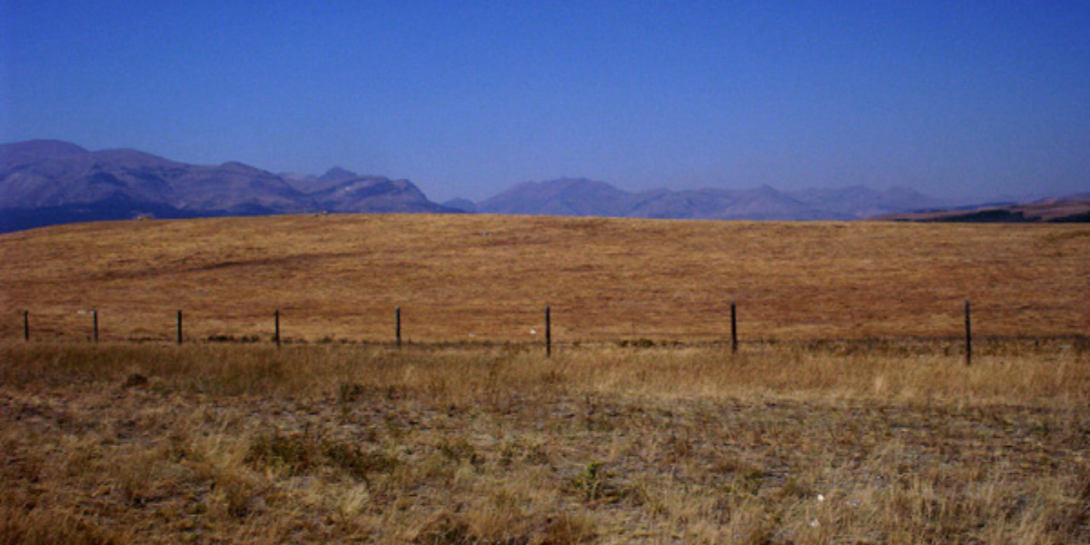 Blackfeet Indian Reservation, looking at the mountains of Glacier National Park
