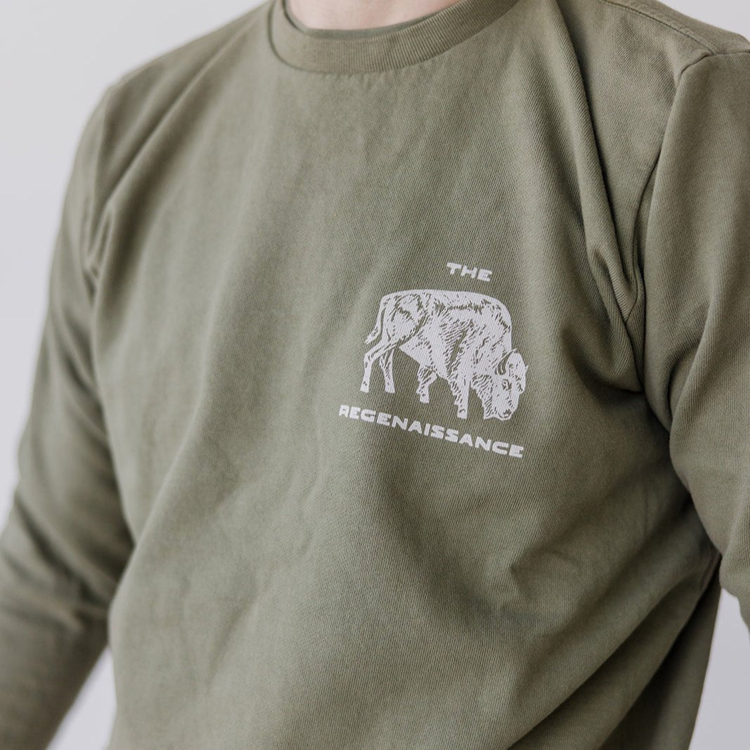 Bison Crewneck Sweatshirt - Rosemary - The Regenaissance