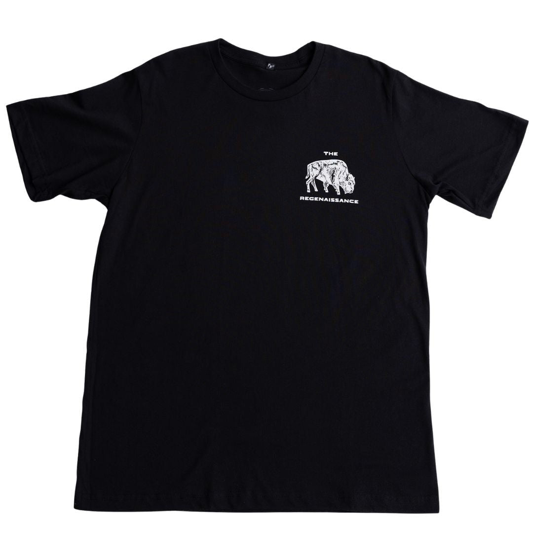 Bison Rancher's Handshake Tee - Black/White - The Regenaissance