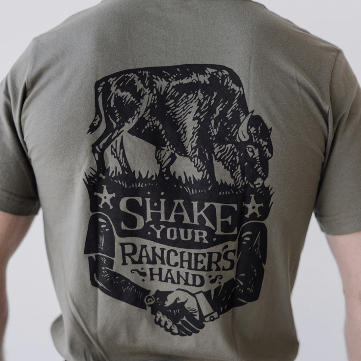 Bison Rancher's Handshake Tee - Rosemary - The Regenaissance