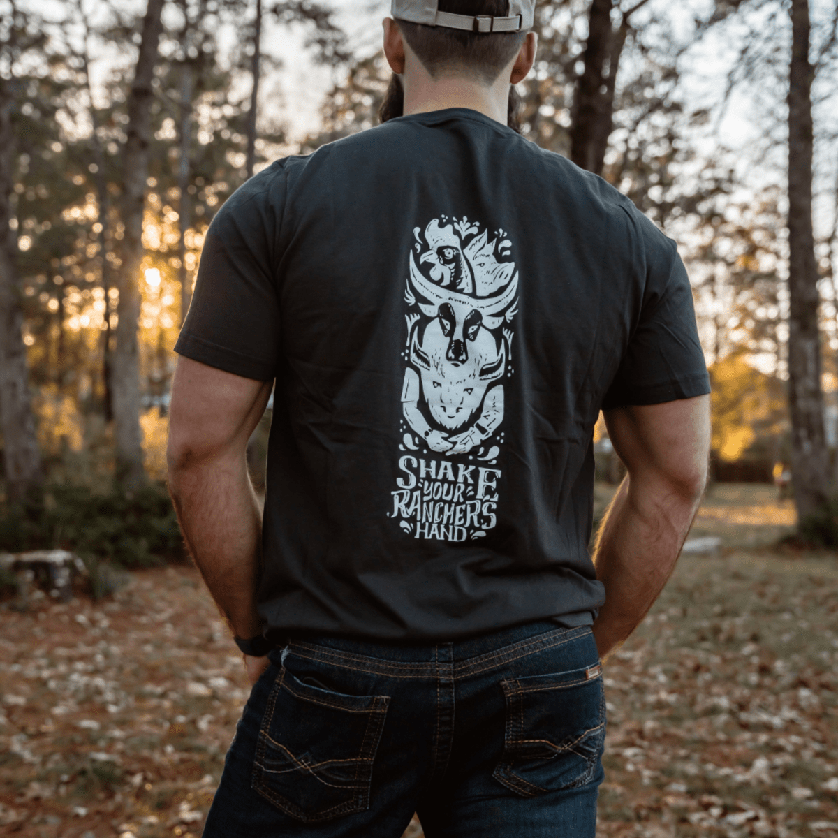 Longhorn Rancher's Handshake Tee - Gunpowder - The Regenaissance